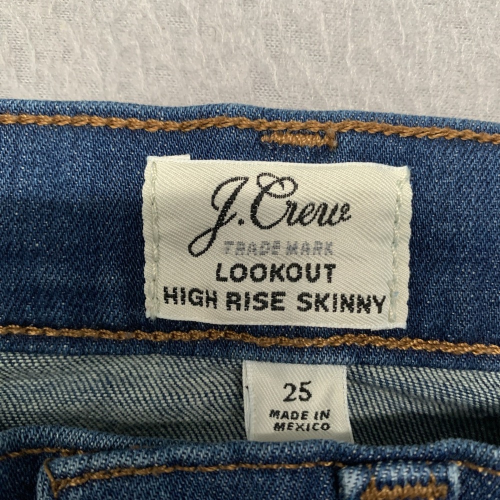 Women's J. Crew Jeans Sz 25x27 Lookout High Rise Skinny Med Wash Denim Stretch - Picture 5 of 10